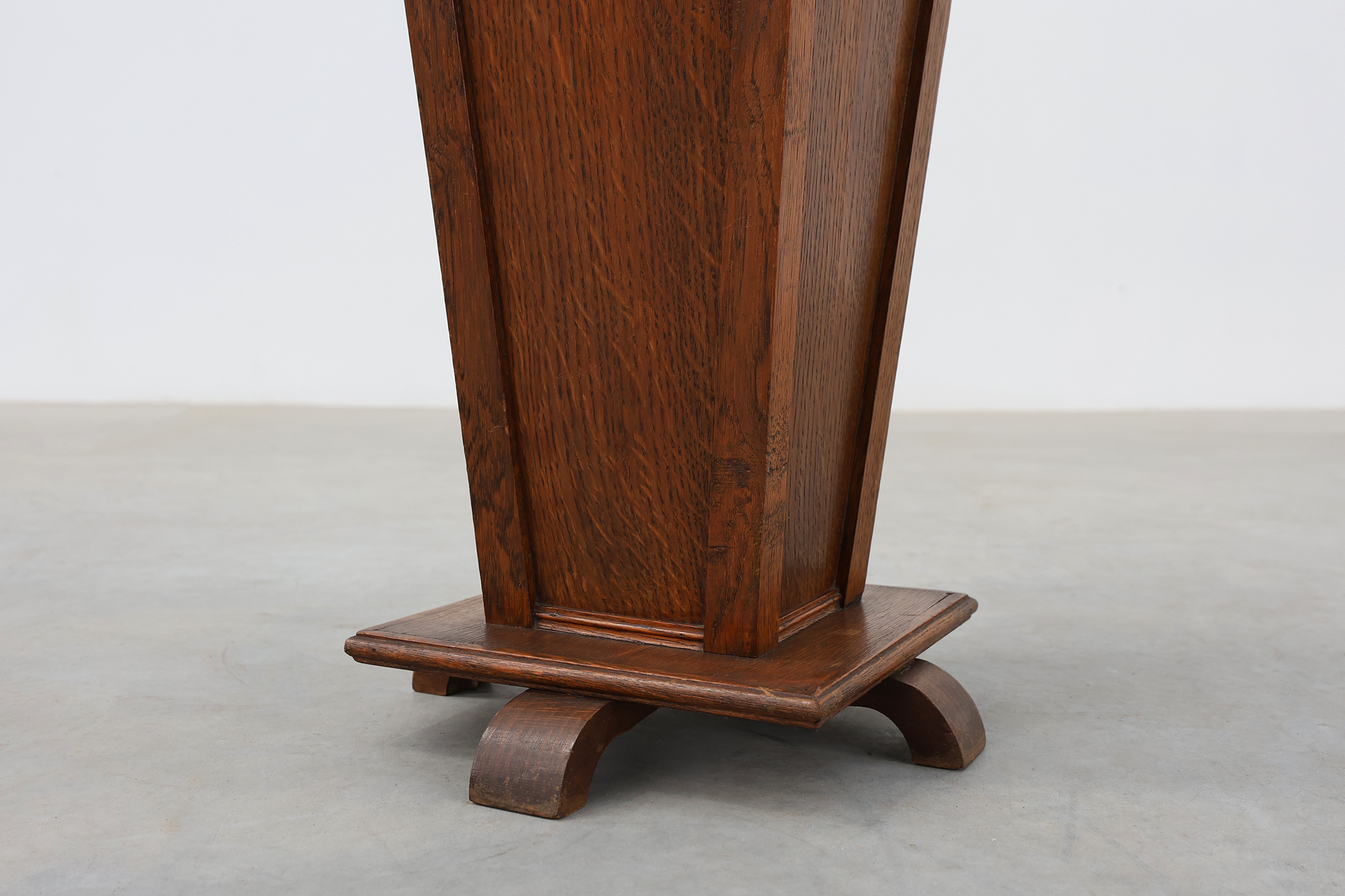 French Art Deco Solid Oak Pedestal or Plant Stand, Display Column, ca 1925thumbnail